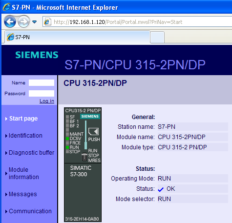 S7-315 PN/DP webserver