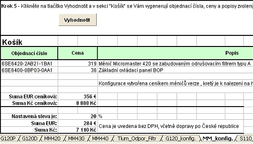 Ceník měničů Siemens MM4 a G120