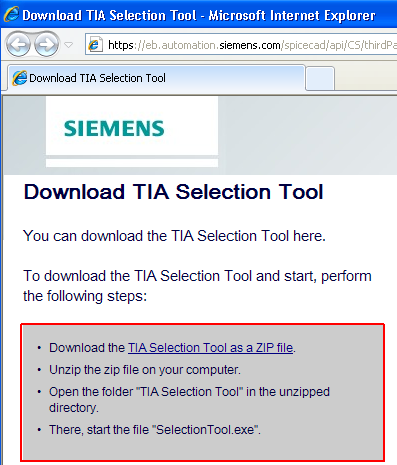 TIA Selection Tool TIA Selection Tool