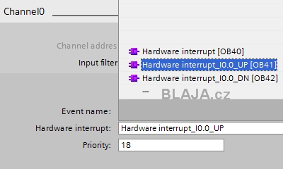 TIA Portal - hardwarové přerušení, interrupt
