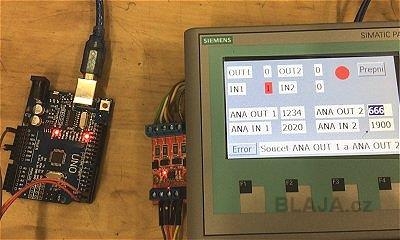 Spojení HMI panel Siemens TP 177B a Arduino